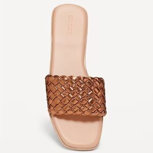 NEW… Women's Bronze Faux Leather Woven Sandals